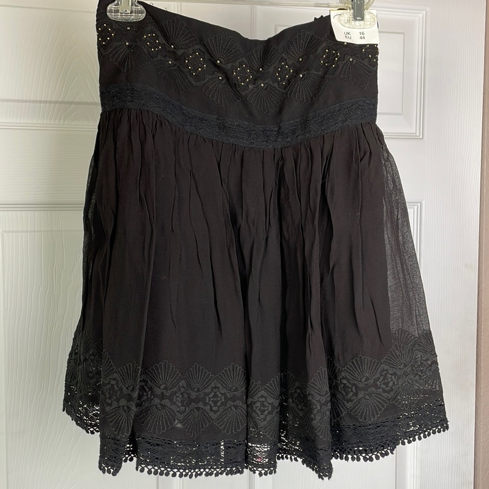 New Look Beaded Detail Black Skirt